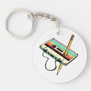 Porte-clés 80s Cassette Tape Pencil 1980s Retro Vintage Throw