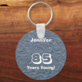 Porte-clés 85 Ans Jeune Cute Bleu Bleu Sac Poupées, Nom, (Recto)