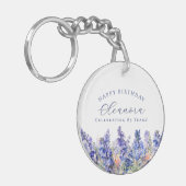 Porte-clés 85e anniversaire Juillet Fleur de naissance Cadeau (Devant gauche)