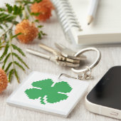 Porte-clés 8 bits Pixel Lucky Four Leaf Clocher (Devant Droit)