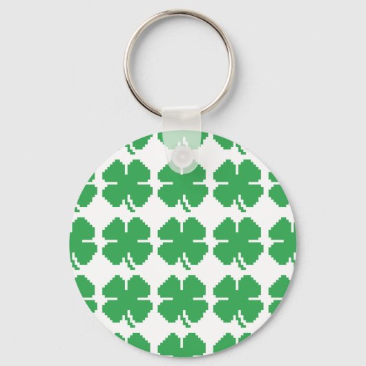 Porte-clés 8 bits Pixel Lucky Four Leaf Clocher (Recto)