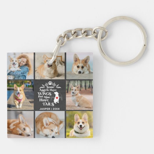 Porte-clés 8 Photo Collage Animaux de compagnie Chien Perte S (Dos)