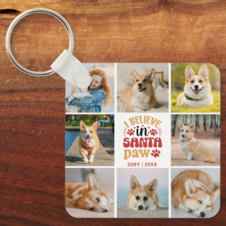Porte-clés 8 Photo Collage Je Crois En Père Noël Paw Nom Et D