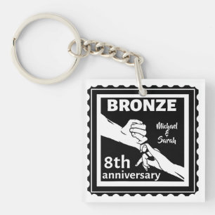 Porte-clés 8e anniversaire mariage cadeau traditionnel bronze