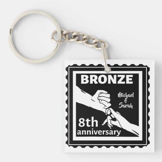 Porte-clés 8e anniversaire mariage cadeau traditionnel bronze (Devant)