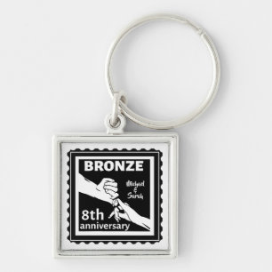 Porte-clés 8e anniversaire mariage cadeau traditionnel bronze