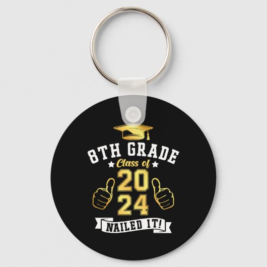 Porte-clés 8e Grade Cl De 2024 Clôturé Il Graduation (Recto)