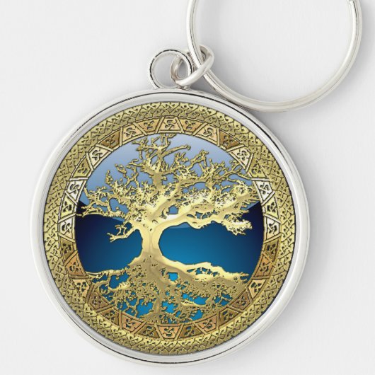 Porte-clés [90] Golden Celtic Tree of Life [3D] (Devant)