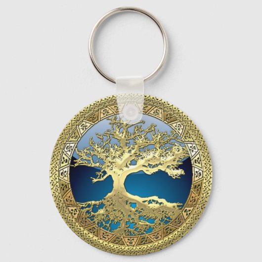 Porte-clés [90] Golden Celtic Tree of Life [3D] (Recto)