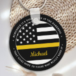 Porte-clés 911 Dispatcher Personalized Thin Gold Line<br><div class="desc">Personalized Thin Gold Line Keychain for 911 dispatchers and police dispatchers. Personalize this dispatcher keychain with name. This personalized dispatcher gift is perfect for police dispatcher appreciation, 911 dispatcher thank you gifts, and dispatcher retirement gifts or party favors. Order these dispatchers gifts bulk for the police department or fire station....</div>