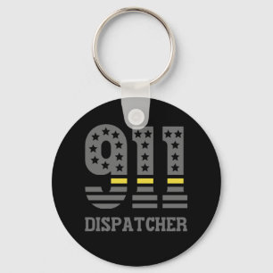 Porte-clés 911 Dispatcher USA Drapeau mince ligne jaune Urgen