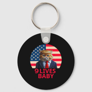 Porte-clés 9 vies par chat Trump 2024 Gagne Victoire Vainqueu