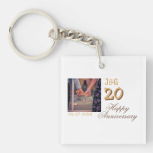 Porte-clés À 20 ans de bonheur anniversaire ajoutez une photo