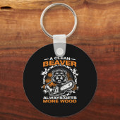 Porte-clés A Clean Beaver Lumberjack Forestry Worker Chainsaw (Recto)