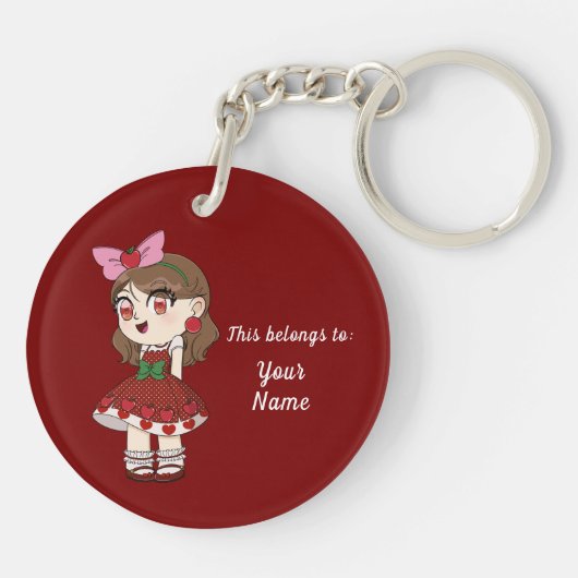 Porte-clés A Customized Key Chain with Cute Apple Chibi (Dos)