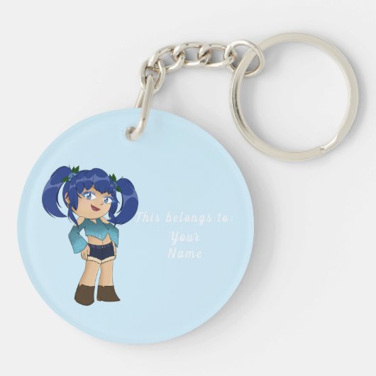 Porte-clés A Customized Key Chain with Cute Blueberry Chibi (Dos)