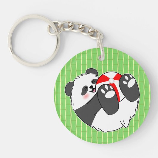 Porte-clés A Cute Baby Panda Playing with a Ball (Devant)