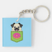 Porte-clés A Cute Dog Peeking and a Strawberry Donut (Dos)