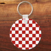 Porte-clés à damiers carré rouge blanc rétro (Recto)
