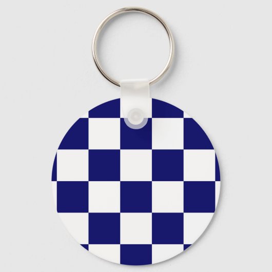 Porte-clés à damiers Marine et Blanc (Recto)