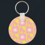 Porte-clés à damiers Patins à rouleaux Quad Derby Patinage ca<br><div class="desc">Chèques personnalisés en patins à rouleaux roses et jaunes. Cool moderne pastel jaune et rose motif quad roller . Patins à rouleaux parfaits pour roller derby bébé, femme, fille. Patins à roulettes amovibles design motif sur décoration maison, tasses, papier d'emballage, etc. Roller skates art illustration design cadeau pour fille, petite-fille,...</div>