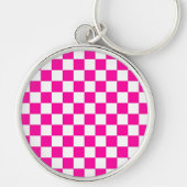 Porte-clés à damiers rose et blanc (Devant)