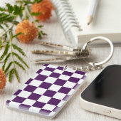 Porte-clés à damiers violet et blanc (Devant droit)