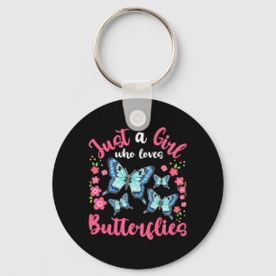 Porte-clés A Girl Who Loves Butterflies And Flowers