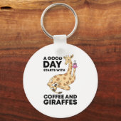 Porte-clés A Good Day Starts With Coffee & Giraffe Gift Funny (Recto)