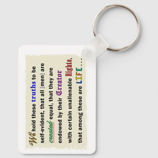 Porte-clés A keychain with a declaration. (Verso)