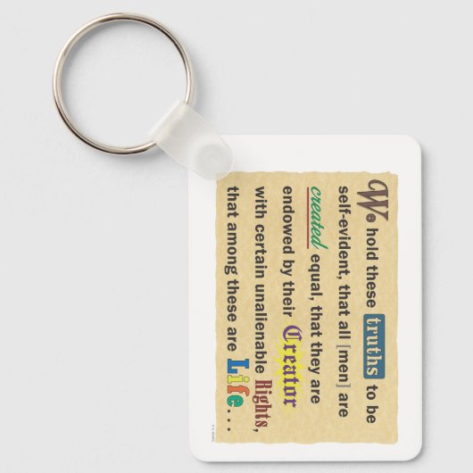 Porte-clés A keychain with a declaration. (Recto)