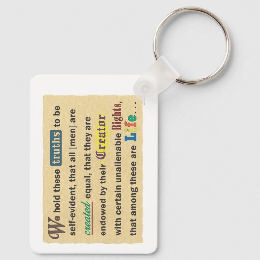 Porte-clés A keychain with a declaration. (Verso)