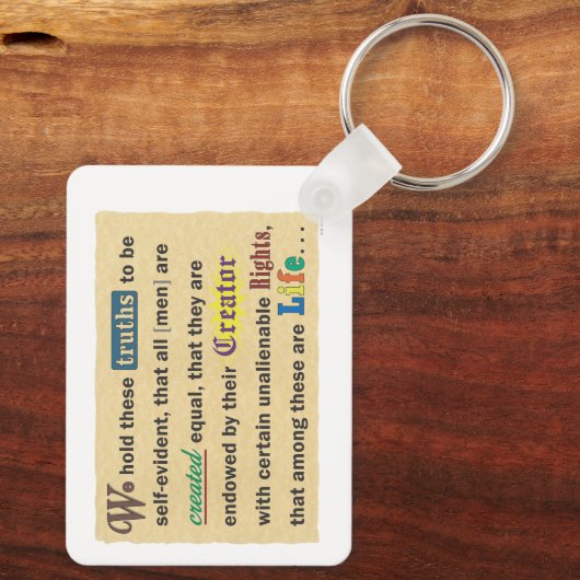 Porte-clés A keychain with a declaration. (Verso)