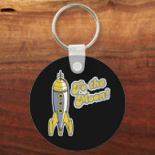 Porte-clés à la fusée spatiale lune rétro (Recto)