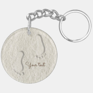 Porte-clés À la plage - empreintes de sable