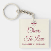Porte-clés À l'amour en Bourgogne écriture ivoire noeud maria (Devant)