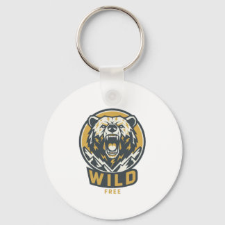 Porte-clés à l'emblème de l'ours WILD & FREE