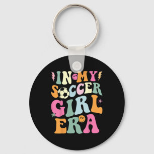 Porte-clés À l'ère de ma fille footballeuse Rétro Groovy Fill