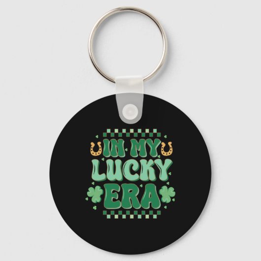 Porte-clés À mon époque chanceuse Groovy St Patricks Day Trèf (Recto)