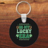 Porte-clés À mon époque chanceuse Groovy St Patricks Day Trèf (Recto)