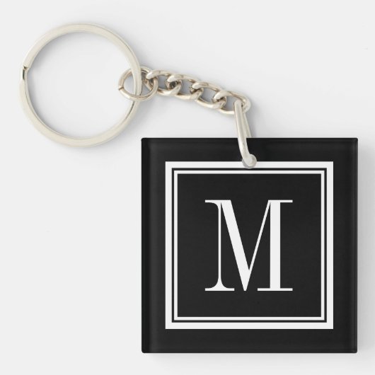 Porte-clés à monogramme avec fond de couleur perso (Devant)