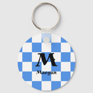 Porte-clés à motif à carreaux bleus