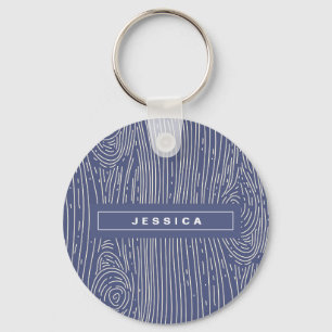 Porte-clés à motif abstrait en bois blanc marine
