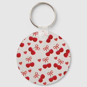 Porte-clés à motif de cerise et de cœur mignon