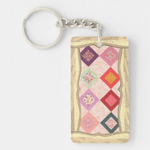 Porte-clés à motif de tissus colorés