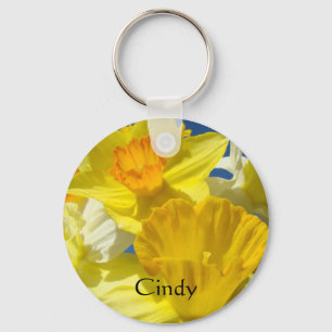 Porte-clés à nom personnalisé Fleurs de jonquille