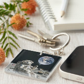 Porte-clés A panda smoking a cigarette on the moon (Devant Droit)