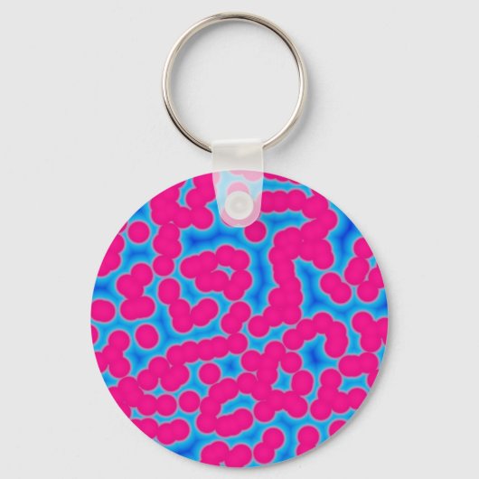 Porte-clés à petits pois croisés rose et bleu (Recto)