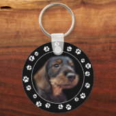 Porte-clés À poils durs Empreinte de patte chiot Dachshund Po (Recto)
