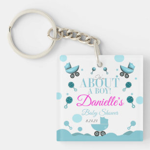 Porte-clés À propos d'un garçon Baby shower Invitation Invita